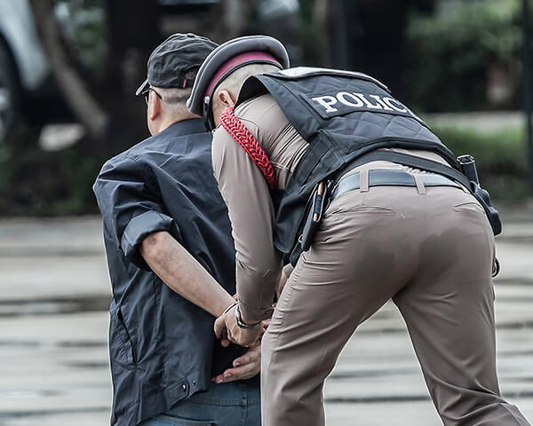 Police handcuffing person 